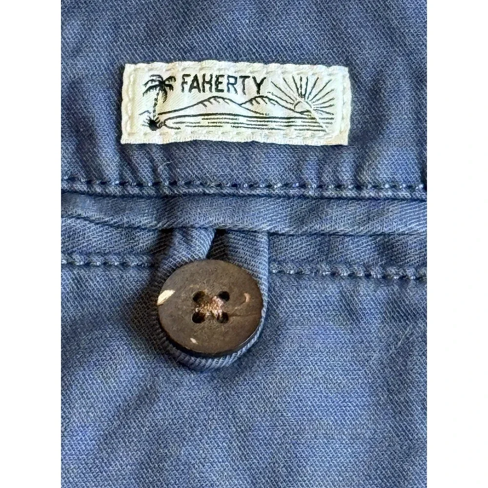 Faherty All Day Shorts Mens 36 Blue Gray Recycled Polyester Stretch 7 Inseam